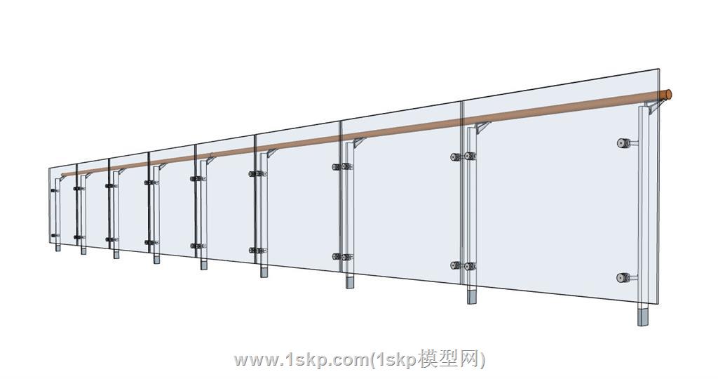 玻璃栏杆SU模型 1