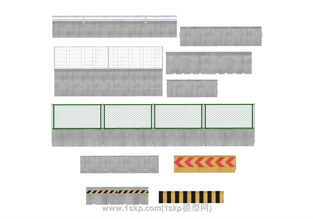 防抛网道路护栏SU模型 1