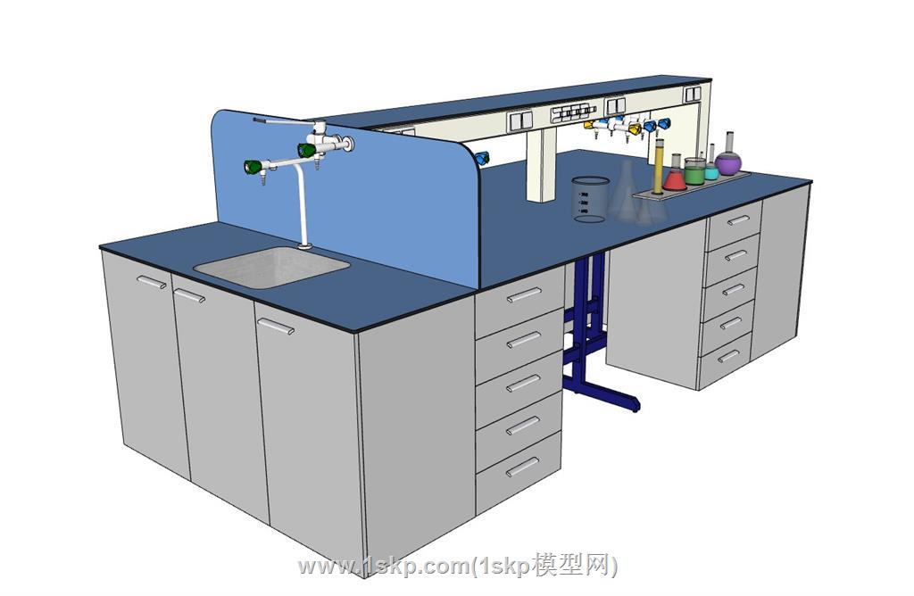 实验室实验桌化学器皿SU模型 2