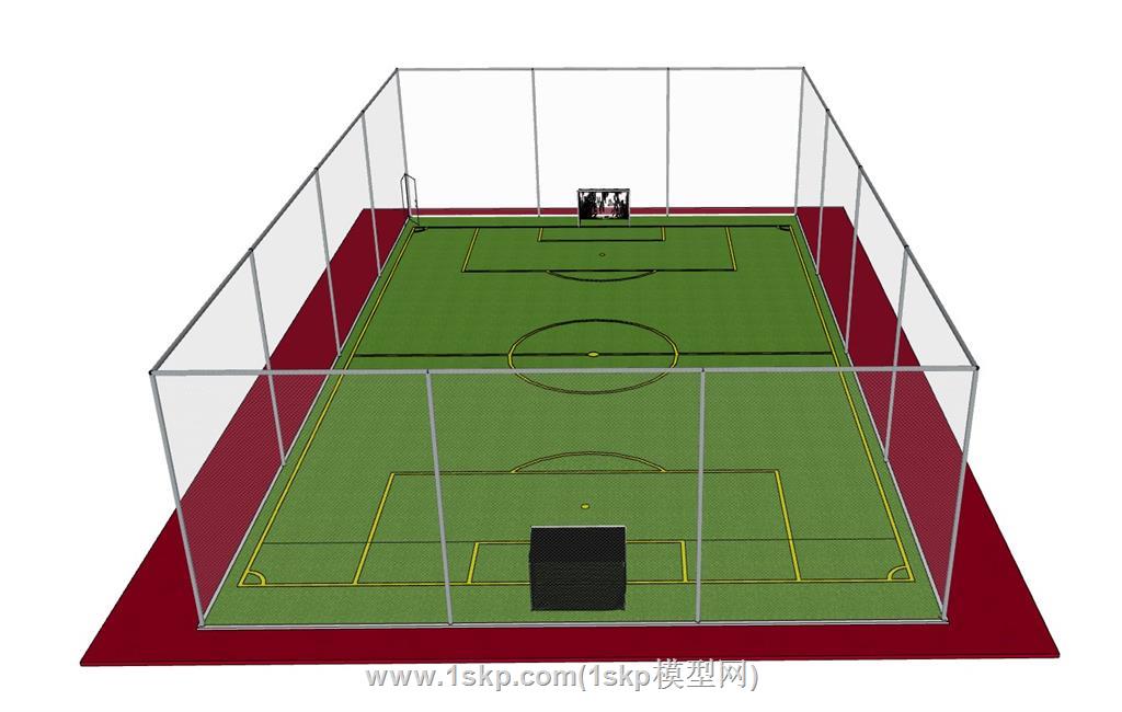 足球场运动场铁丝网SU模型 1