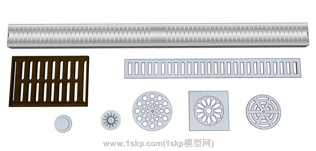 雨水排水口排水沟盖板窨井盖SU模型 1