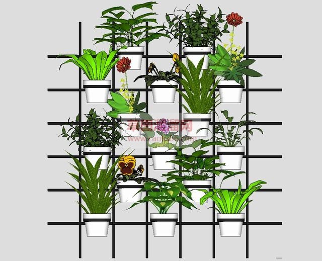 花盆盆栽植物架SU模型 1