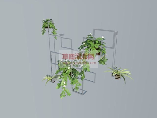 绿化植物墙下SU模型 1