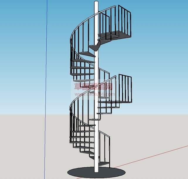 室内旋转楼梯SU模型 1
