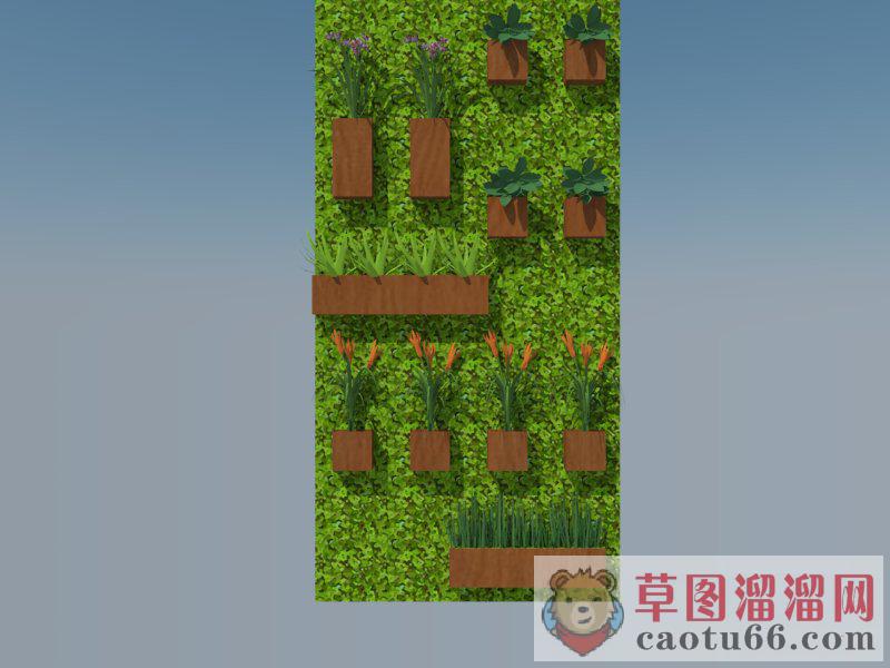 垂直绿化绿植墙SU模型 1