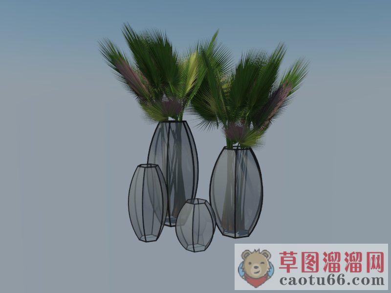 花瓶工艺品植物SU模型 1