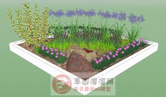 扇形花圃植物SU模型 1