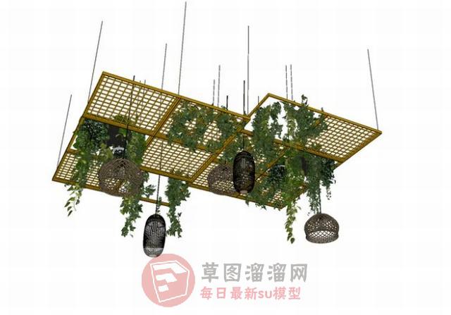 植物网格吊顶SU模型