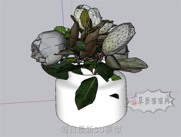 花盆植物盆景SU模型 1