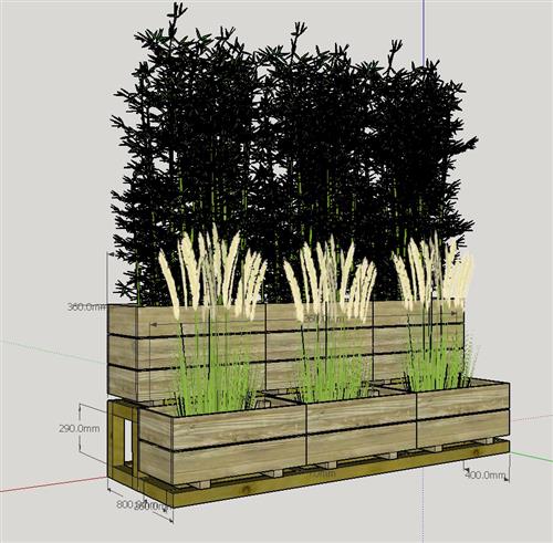 竹子花箱植物SU模型 1
