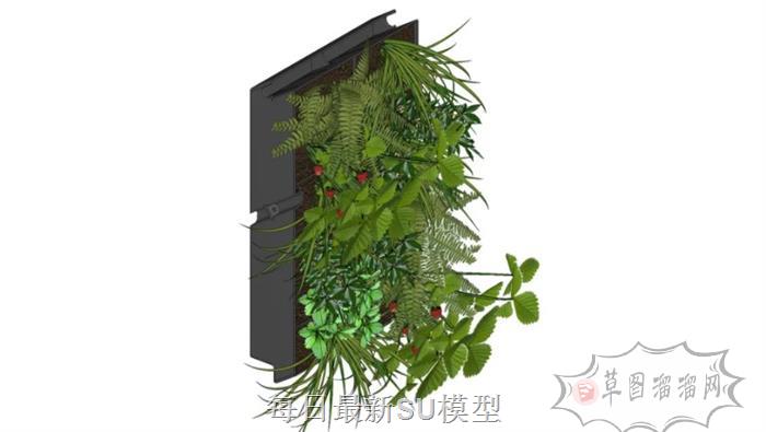 绿植墙装饰SU模型 1