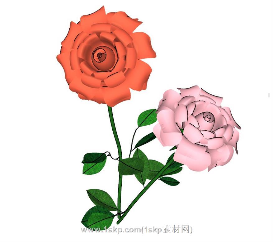 玫瑰花插花SU模型 1