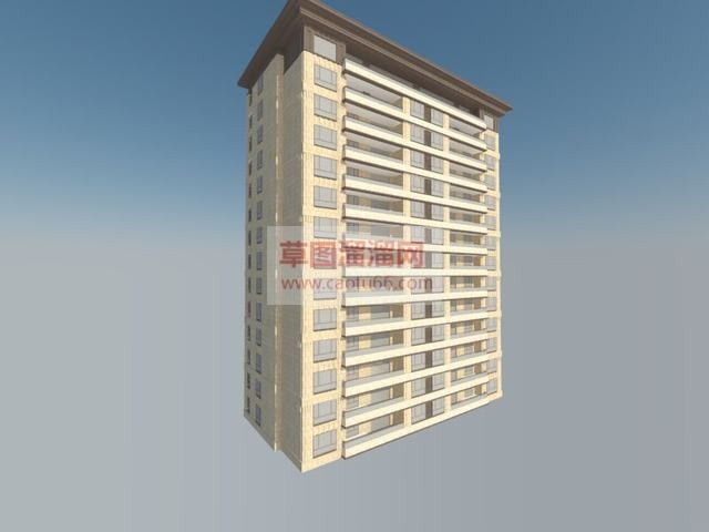 新中式公寓建筑SU模型 1