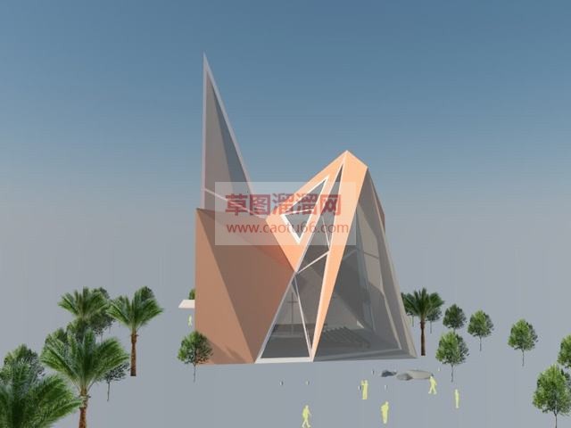 异形博物馆建筑SU模型 1