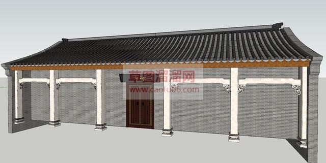 中式宗祠建筑SU模型 1