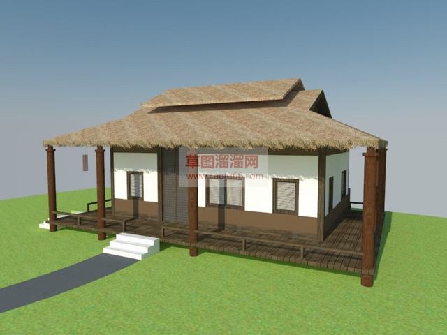 日式茅草屋住宅SU模型 1