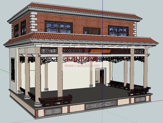 闽南建筑舞台SU模型