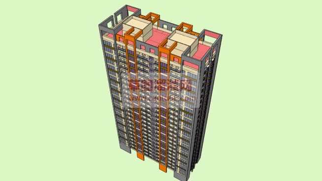高层宿舍楼公SU模型 1