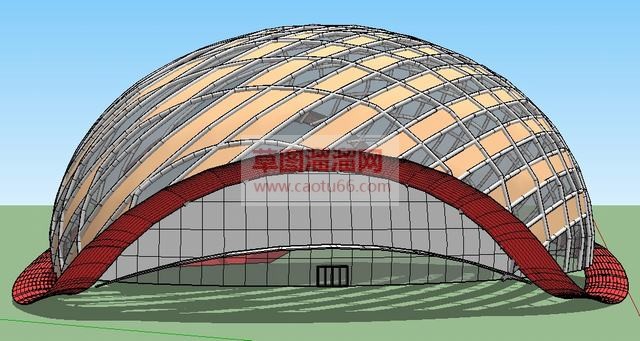 龟壳现代建筑SU模型 1