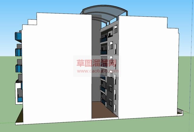 连体公寓宿舍SU模型 2