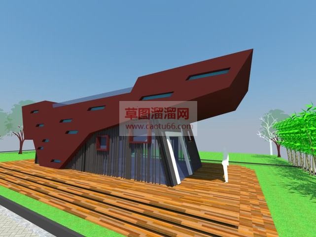 现代景观建筑SU模型 1