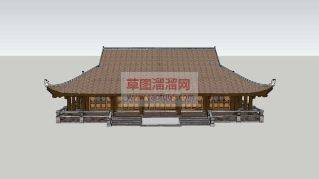 日式古建筑寺SU模型 1