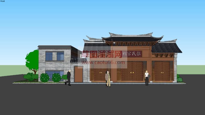 中式建筑宗祠SU模型 2