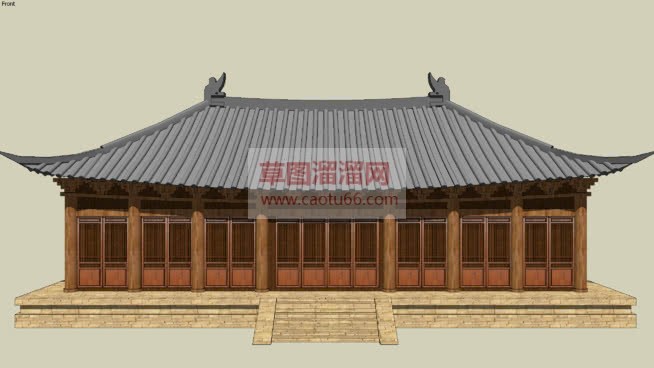 传统屋顶建筑SU模型 1