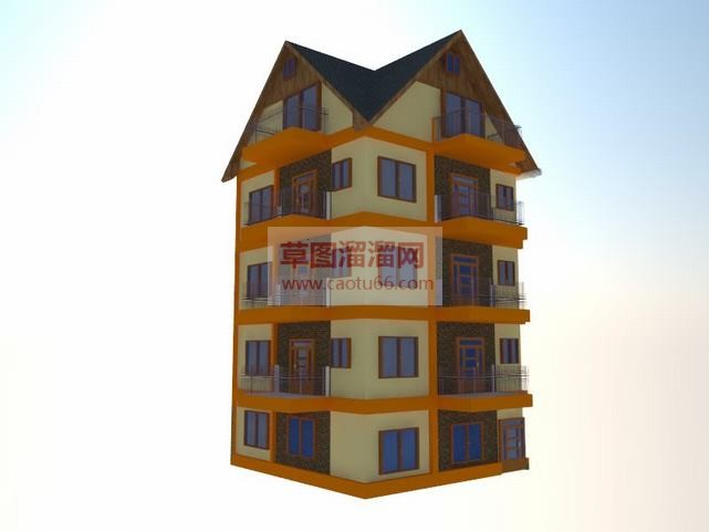 欧式建筑宾馆SU模型 1