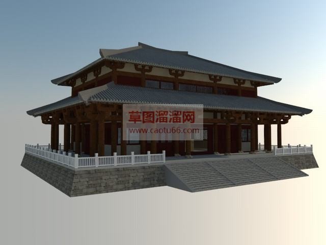 斗拱古建筑秦SU模型 1