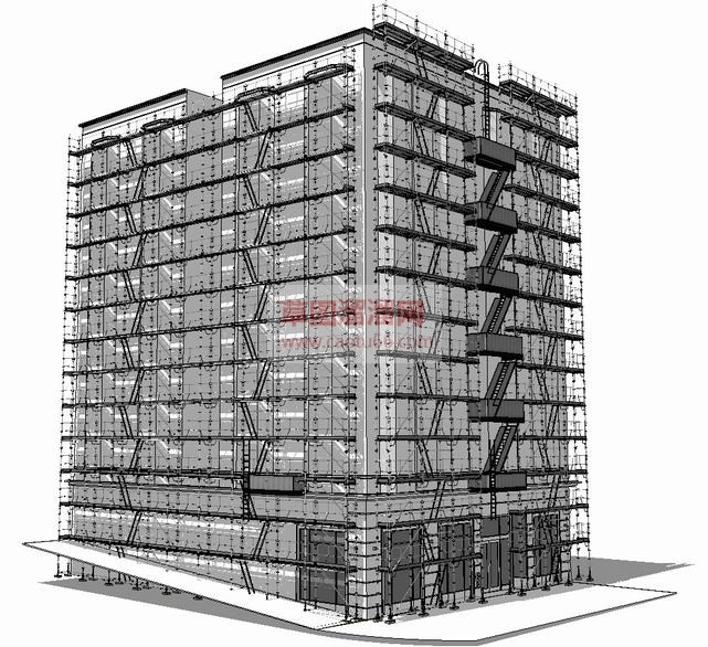 脚手架建筑楼SU模型 1