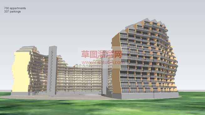 异形建筑大楼SU模型 1