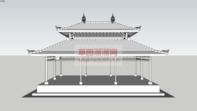 古建亭子的溜SU模型 1