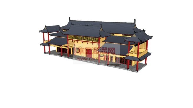 寺庙庙宇建筑SU模型 1