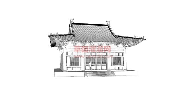 中式斗拱建筑SU模型 1