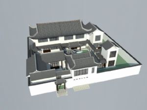 四合院建筑住SU模型 免费sketchup模型下载