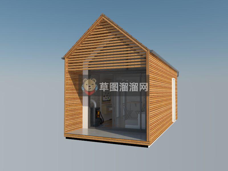 现代度假小木屋SU模型 1