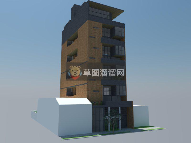 独栋酒店建筑SU模型 1