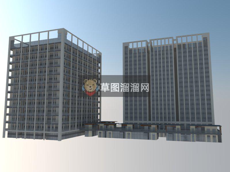 两层商业建筑商铺SU模型 1