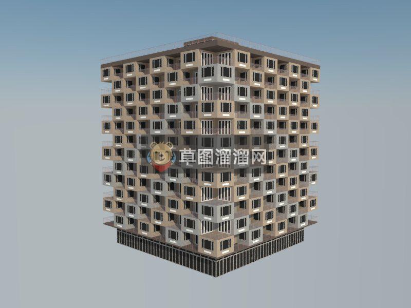 公寓楼建筑SU模型 1