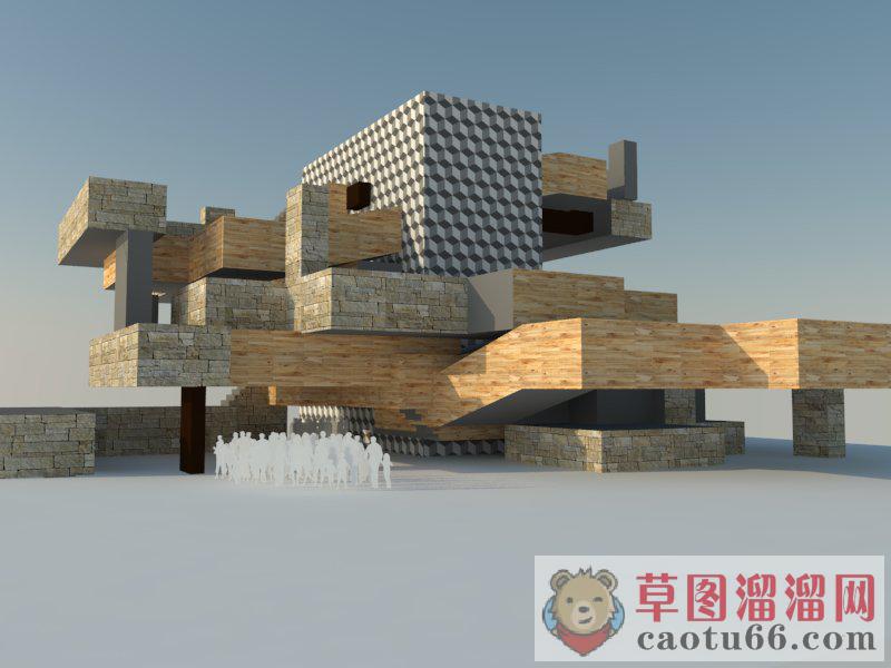 博物馆建筑SU模型 1