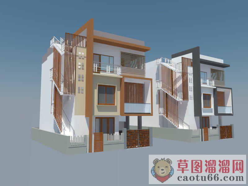 现代别墅建筑SU模型 2