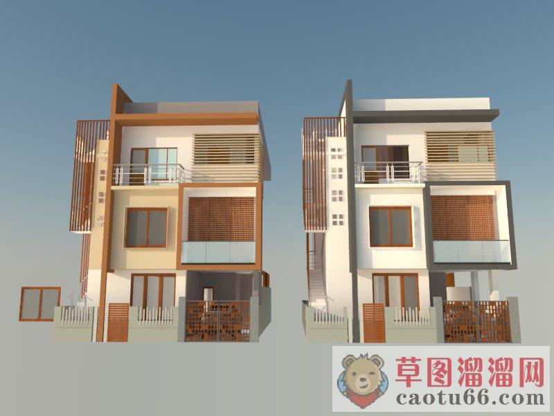 现代别墅建筑SU模型 1