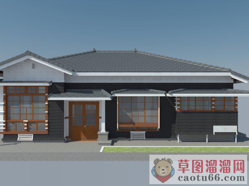 日式古建筑住宅SU模型 1