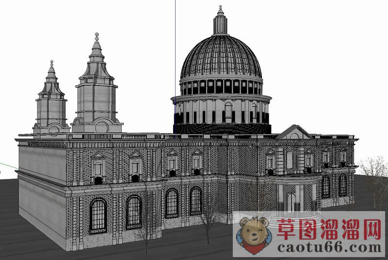 欧式教堂建筑SU模型 1