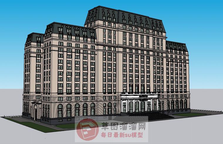 欧式办公楼建筑SU模型 1