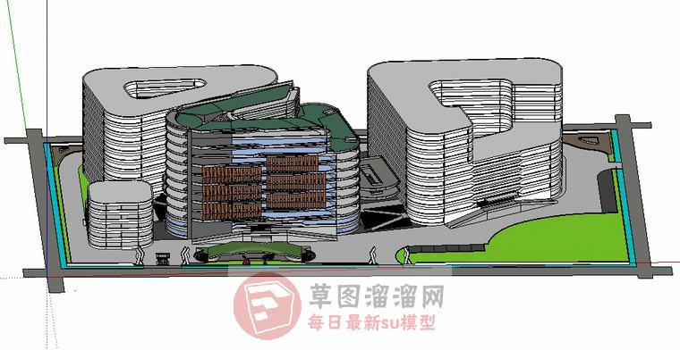 商业综合体建筑SU模型 1