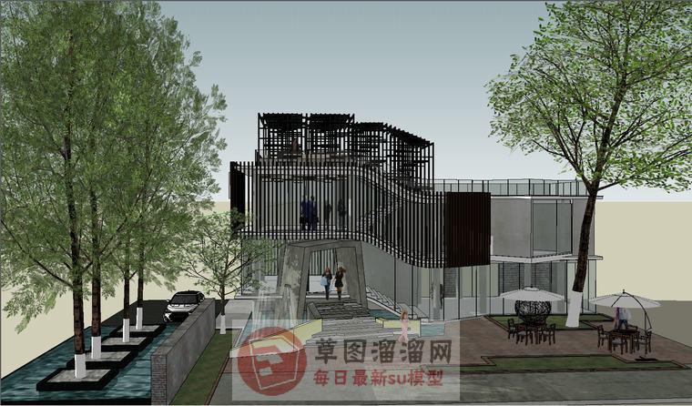 私人工作室建筑SU模型 1