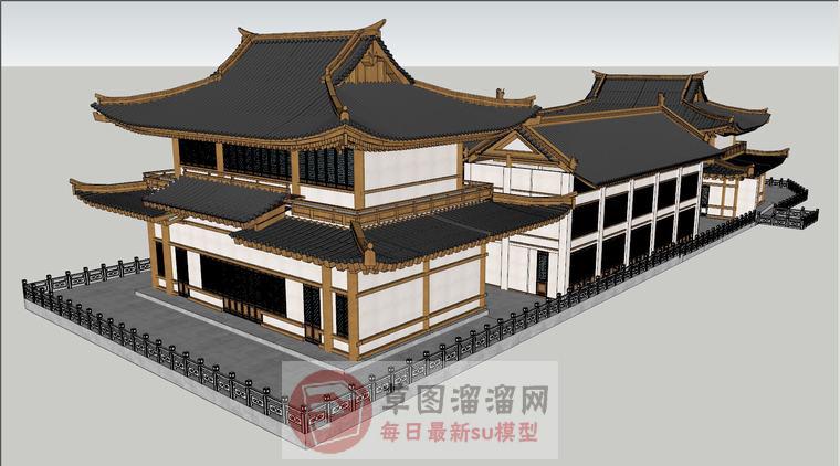 寺庙建筑SU模型 1