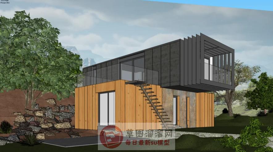 集装箱住宅建筑SU模型 1